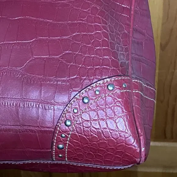 y2k red leather shoulder bag croc embossed studded mcbling grunge vintage - Picture 5 of 16